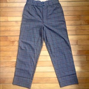 NWT Madewell Brown/Blue Plaid Paperbag Pants SZ 8